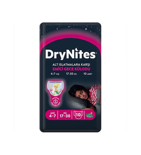 Drynites Emici Gece Külodu/Külot Bez Kız 4-7 Yaş (17-30KG) Large 10 Adet (Alt Islatmalara Karşı)
