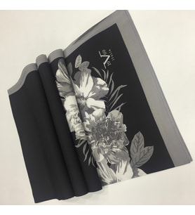 Çiçekli Desen Modal Seri Şal Eşarp Askısı ile Birlikte 75x200 cm Siyah-75x200