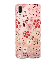 Huawei P20 Uyumlu Kapak Flowers Tasarımlı Şeffaf Silikon Kılıf