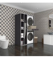 Kenzlife çamaşır-kurutma makinesi dolabı gutas sol gri 187*120*60 çekmeceli banyo (Beyaz)