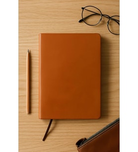 Lexroo Çizgisiz Not Defteri, Taba Termo Deri Kapaklı Defter, 128 Yaprak A5 Defter, Ofis ve Kırtasiye