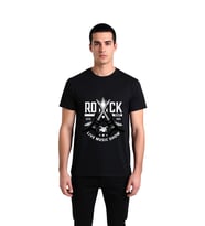 Erkek Rock Fest Müzik Festivali Baskılı Tişört Çapraz Gitar Motifli Rahat Kesim Günlük Modern Şık