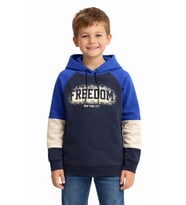 Monox Erkek Çocuk Feedom Baskılı 3 İplik Şardonlu Kapşonlu Sweatshirt (Saks)