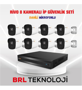 Rivo 8 Kameralı 2 Mp İp Güvenlik Kamera Seti (Dahili Mikrofonlu)