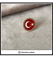 14 Ayar Altın Kaplama Türk Bayrağı Yaka Rozeti