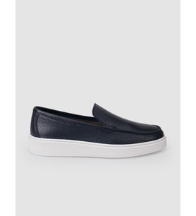 %100 Hakiki Deri Lacivert Erkek Loafer Ayakkabı