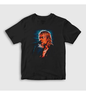 Presmono Unisex Çocuk Siyah Mic Nirvana Kurt Cobain T-Shirt 35613tt