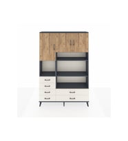 Arges Dolap 9 Raflı 6 Çekmeceli 3 Kapaklı 132x30x195 Antrasit-Çam/Aytaşı
