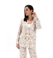 Zebra Desen Oversize Keten Ceket - Bej