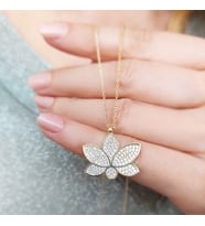 925 Ayar Gümüş Lotus Çiçeği Kolye (Gold)