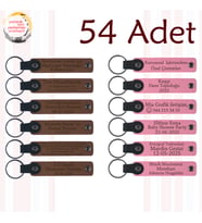 A Kahve & Pembe, Almanca Öğretmeninden Öğrencilere Anı, 54’lü Set, İsim Ve Mesajlı Deri Anahtarlık