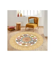 Eliana Home Baskılı, Yıkanabilir Kaymaz Taban Yuvarlak Halı LNA7064-SD336 120x120 cm (Kahverengi)