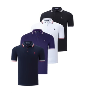 DÖRTLÜ SET T8594 DEWBERRY ERKEK T-SHIRT-SİYAH-BEYAZ-LACİVERT-MOR (Karışık)