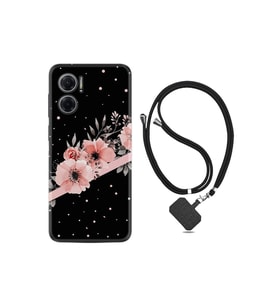 Xiaomi Redmi Note 11e Kılıf Ipli Boyun Askılı Desenli Silikon Siyah Şerit Mermer 1298