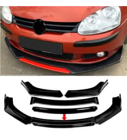 Vw Golf Mk6 Siyah Renkli Şeritli Dilli Ön Lip 4 Prç Parlak Siyah ABS