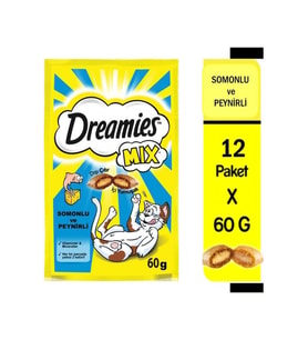 Dreamies Mix Somonlu ve Peynirli Kedi Ödülü 12 Adet x 60 Gr