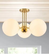 3'Lü Camlı Modern Plafonyer Avize 3226-W86-5E-YY (Gold)