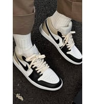 Nike Air Jordan 1 Low Leather Sneaker Hakiki Deri Erkek Spor Ayakkabı Siyah Krem