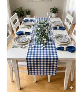 Massarelli Pötikare Serisi Dekoratif Kırmızı Polyester Runner 45*150cm (Mavi)