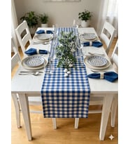 Massarelli Pötikare Serisi Dekoratif Kırmızı Polyester Runner 45*150cm (Mavi)