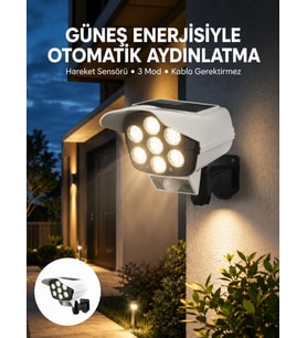 Uzaktan Kumandalı Güneş Enerjili LED Güvenlik Lambası Kamera Tipi Hareket Sensörlü Yeni Nesil