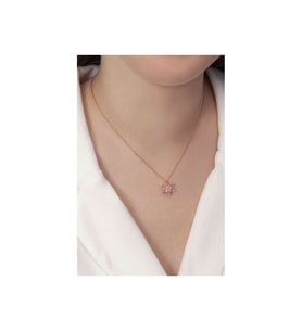 925 Ayar Gümüş Rose Kaplama Pembe Renkli Lotus Çiçeği Kolye