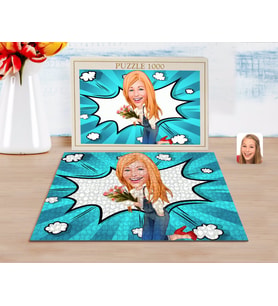 BK Gift Kişiye Özel Kadın Karikatürlü 1000 Parça Profesyonel Puzzle-13
