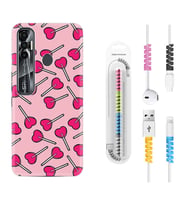 Tecno Spark 6 6 Go 8C 8 Pro 7 7 Pro Kılıf Kablo Koruma Spiral Silikon Heart Lollipop 1414