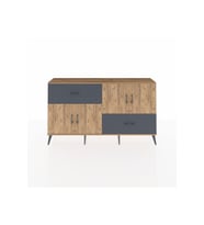 Arges Konsol 3 Raflı 2 Çekmeceli 4 Kapaklı 176x30x99 Çam-Çam/Antrasit