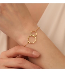925 Ayar Gümüş Çift Halkalı Bileklik (Gold)