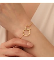 925 Ayar Gümüş Çift Halkalı Bileklik (Gold)