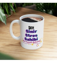 "Ben Sinir Stres Sahibi Bir Pamuk Şekerim" Yazılı Porselen Kupa Bardak 330 ml - Komik Ofis Ve Arkadaşa Hediyelik Kupa