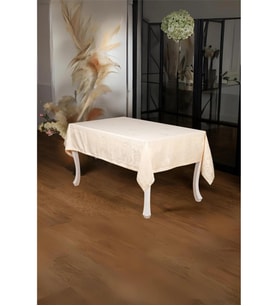 Raya Lüx Jakar Bambu Kumaş Bej Masa Örtüsü Dikdörtgen 160x220 Cm - 1093 (Standart)