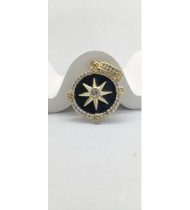 Siyah Taban Gold Renk Pusula Desenli Charm