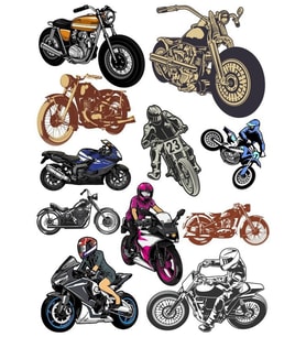 Motorsklet Sticker Set-3 16 Parça Telefon, Tablet, Defter, Laptop Sticker
