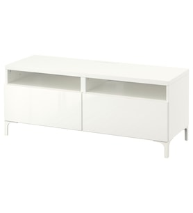 TV Sehpası, Parlak Cila-Beyaz, 120x42x48 cm, Fren Raylı