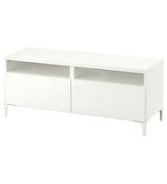 TV Sehpası, Parlak Cila-Beyaz, 120x42x48 cm, Fren Raylı