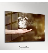 Avuç İçinde Saat Soyut Cam Tablo