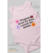 Yengeme güzel bir yazılı Sıfır Kollu Bebek Zıbını %100 Pamuk
