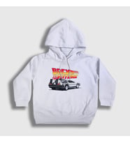 Presmono Unisex Çocuk Beyaz Delorean Film Geleceğe Dönüş Back To The Future Kapüşonlu Sweatshirt 243070tt