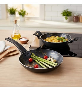 Desert Eco 2'li Kahvaltı Seti - İzmir Desenli 20 cm Sahan ve 24 cm Tava Yanmaz Yapışmaz Takım