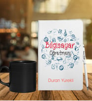Bilgisayar Öğretmenlerine Özel Defter Kalem & Siyah Varil Kupa Hediye Seti