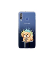 Samsung Galaxy M30 ile Uyumlu Splash Köpek Tasarımlı Şeffaf Silikon Kılıf
