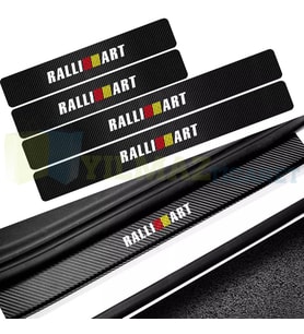 Mitsubishi Ralli Art Logo Karbon Kapı Eşiği Oto Sticker Etiket Yapıştırma Çıkartma 4 Parça