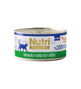 Nutri Feline New Ton Tavuk ve Ciğerli Tahılsız Kedi Konservesi 70 Gr