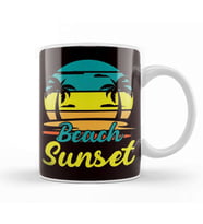 Beach Sunset Sun Sunrise Island Vacation Tanning Sunbathing Kupa Bardak Porselen
