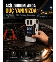 Dijital Ekranlı Araç Pompası Akü Takviye Powerbank 12.000 mAh Yeni Nesil