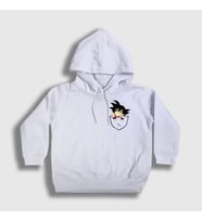 Presmono Unisex Çocuk Beyaz Pocket Goku Anime Dragon Ball Kapüşonlu Sweatshirt 236762tt (Beyaz)