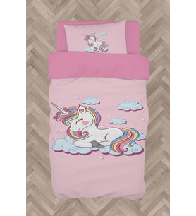 MEKTA HOME BEBEK VE ÇOCUK ODASI Bulutlu Unicorn Desenli Nevresim Takımı