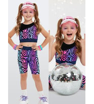 Kız Çocuk Spor Tayt Crop Top 2'li Takım 6-11Y (Siyah)